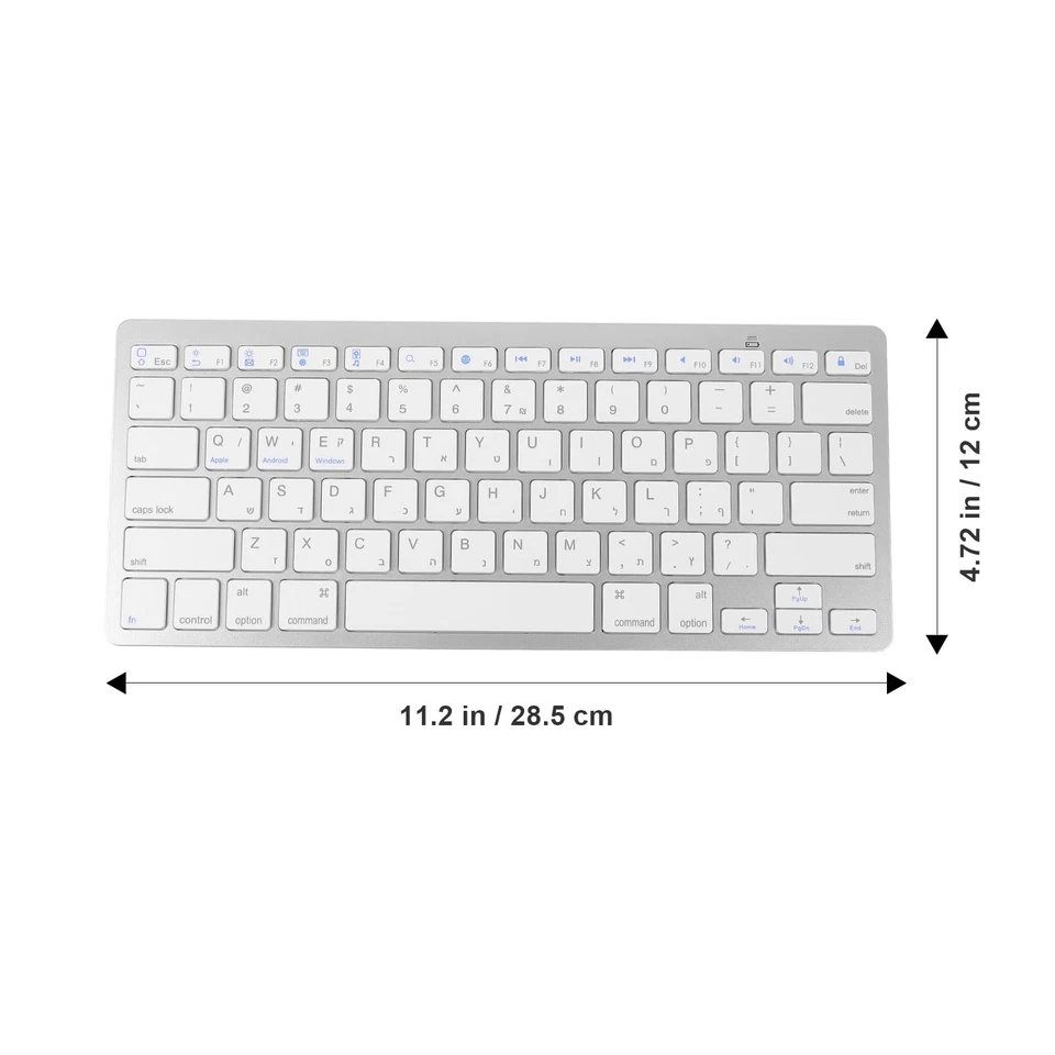 Hebrew Keyboard,Wireless Computer Silent Keyboard Ultra Slim Compact for Lapt... - Image 2 of 4