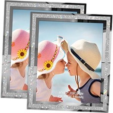 8x10 Picture Frames Set of 2, Glitter Photo 8 10  2 pack  Sparkling silver