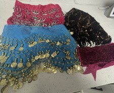 Belly Dancing Hip Scarfs 3 Piece And One free Hot Pink Scarves belts