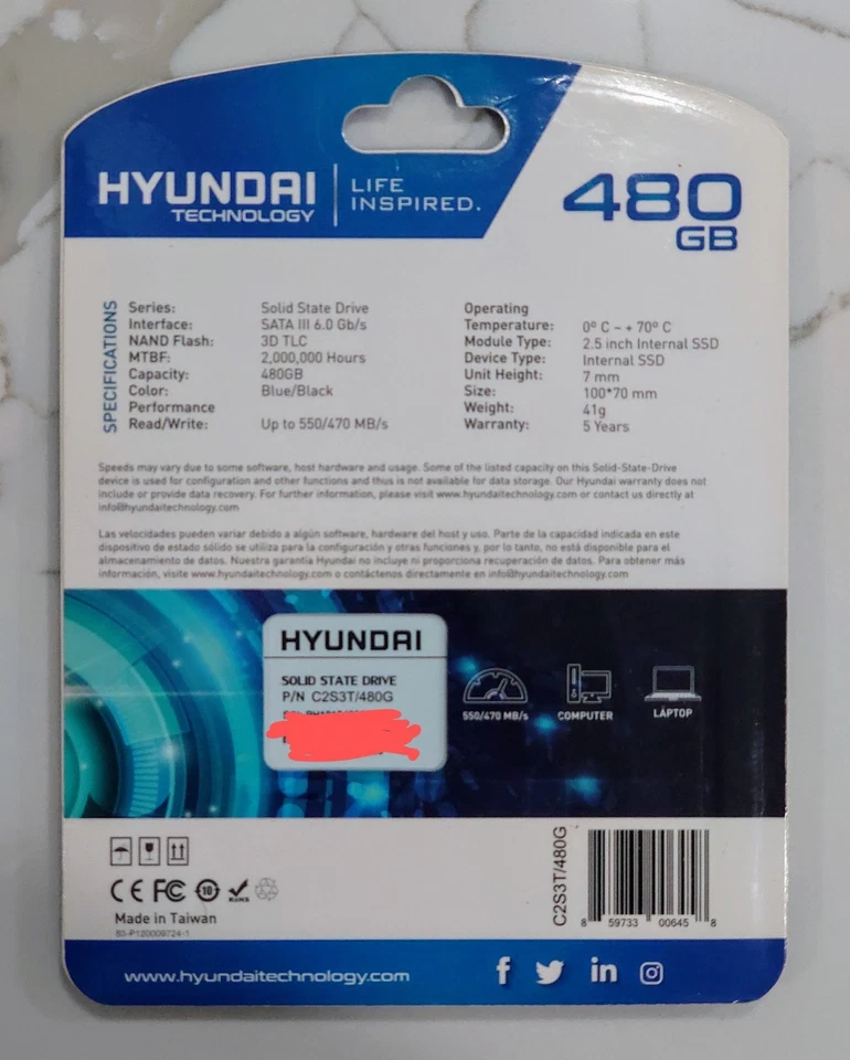 [BRAND NEW Hyundai Sapphire 480GB SSD C2S3T/480G 2.5" Internal SATAIII 6.0Gb/s] - Image 2 of 2