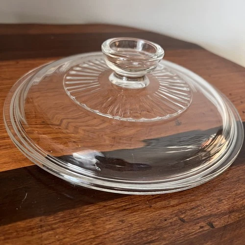 Pyrex Round Clear Glass Lid G 5 C Corning Ware Replacement Ribbed Round Handle.