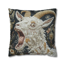Screaming Goat Pillow Case Dark Cottagecore Folk Art Print Decor Pillowcase