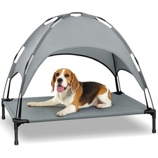 Elevated Dog Bed with Canopy, Portable Dog Cot with Removable Shade Tent, Out...