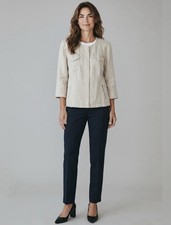 Chico  s Foil Lined Linen Jacket  Beige  1 Medium 