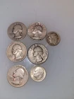 Lot Of Silver Coins 5 Quarters And 2 Dimes