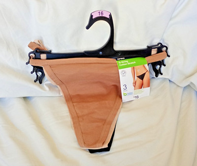 BNWT 3 Pack Size 16 Anko G-String Cotton Stretch Mocha Nude Black Panties