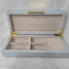 Addison Ross LTD Polished Lacquer Wood Jewelery Box Glossy Sky Blue 4"x9" READ
