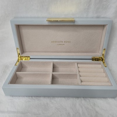 Addison Ross LTD Polished Lacquer Wood Jewelery Box Glossy Sky Blue 4''x9'' READ