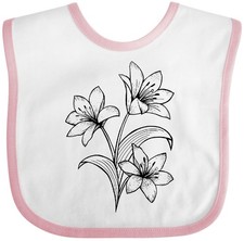 Inktastic Lily Baby Bib White Lilies Pretty Flower Line Art Illustration Floral