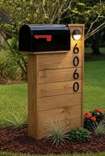 Post Mount Metal Mailbox on Wood Post, Black/...