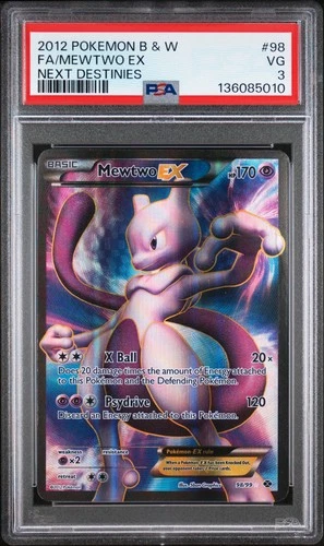 2012 POKEMON BLACK & WHITE NEXT DESTINIES #98 FULL ART/MEWTWO EX PSA 3