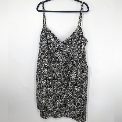 TEEZE ME Dress Womens 24/25 Brown Black Leopard Print Spaghetti Strap
