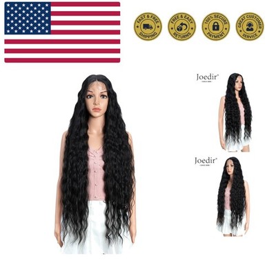 Lace Front Wigs 38'' Super Long Wavy Synthetic Wig 4.5'' Deep Part HD Transpare...