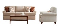 Bequeme 2‑Teilige Wohnzimmer‑Set 3‑Sitzer Sofa Und Sessel Elegant.