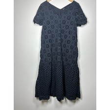 Madewell Black Eyelet Dress M Tiered Dark Cottagecore Boho Whimsigoth Modest