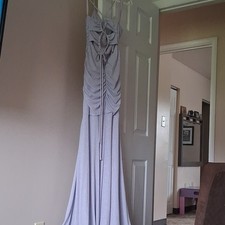 Lavender Sleeveless Ruched Floor-Length Bridesmaid Dress Gown Polyester M