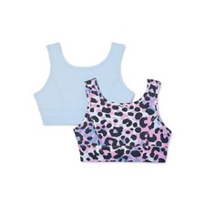 Athletic Works Girls Sports Bra, 2 Pack, Size XS, Leopard/Blue