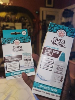 Guru Nanda Easy Squeeze Sinus Rinse Bottle 8 fl oz w/ Saline Packets
