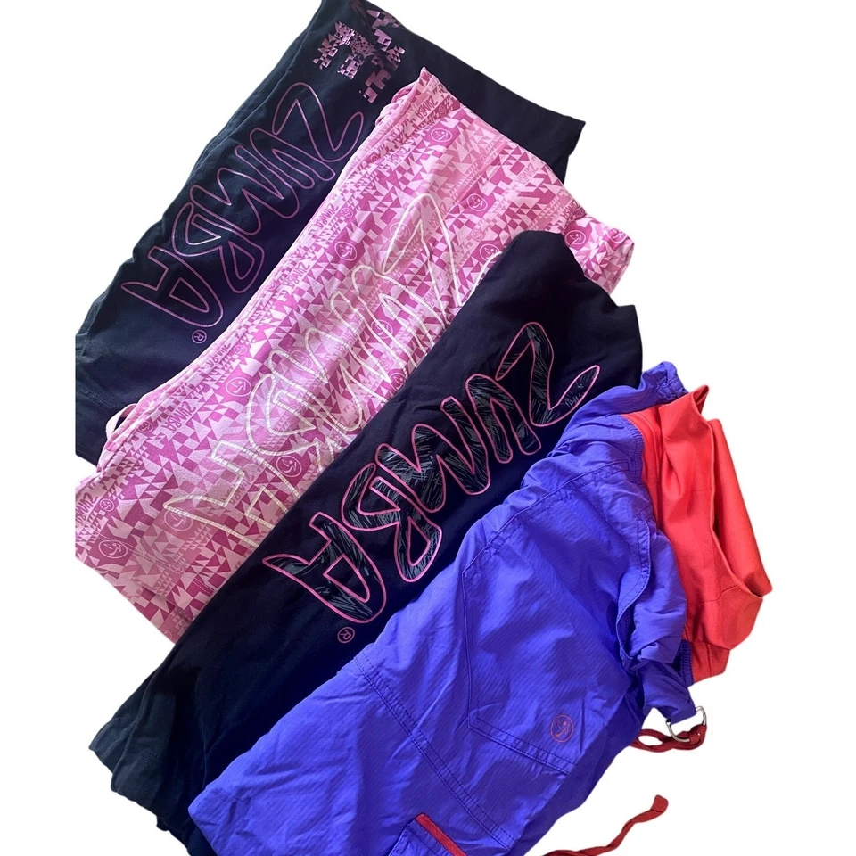 ZUMBA WEAR Pantalones Lote de 4 Medianos Maravillosos Ajustables Paz Amor Baile Fitness Foto 2 de 4