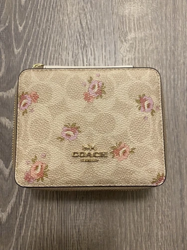 COACH grande portagioie in tela firmata con stampa floreale