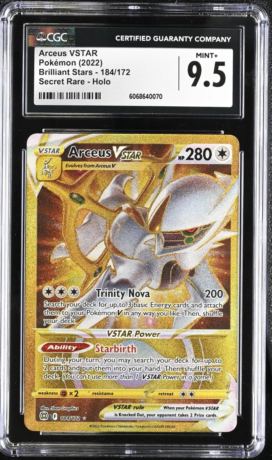 Arceus VSTAR 184/172 Brilliant Stars Secret Rare CGC 9.5