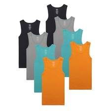 Buyless Fashion Boys Scoop Neck Tagless Undershirt Soft Cotton Tank Top 8 Pack 