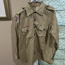 Boy Scout BSA UNIFORM SHIRT Men  s Large Long Sleeve Tan D96