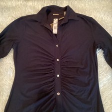 Brand New NWT $345 Elie Tahari ETR22617 Navy Blue Shirt Dress Women Size Medium 