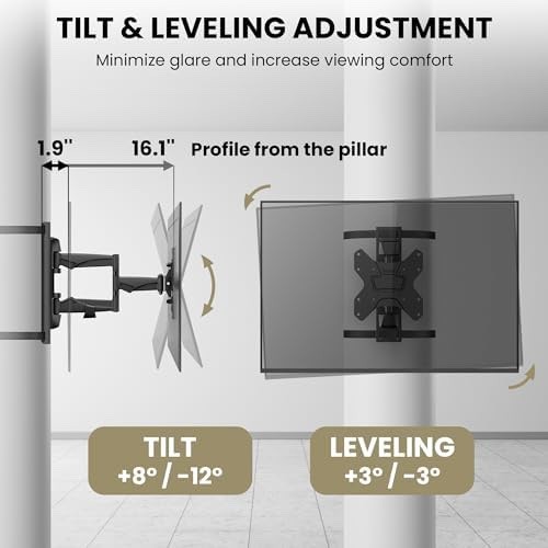Zebozap ZZTVA2022 DIY NO Drill Full Motion Gazebo TV Mount | Outdoor TV Mount |H
