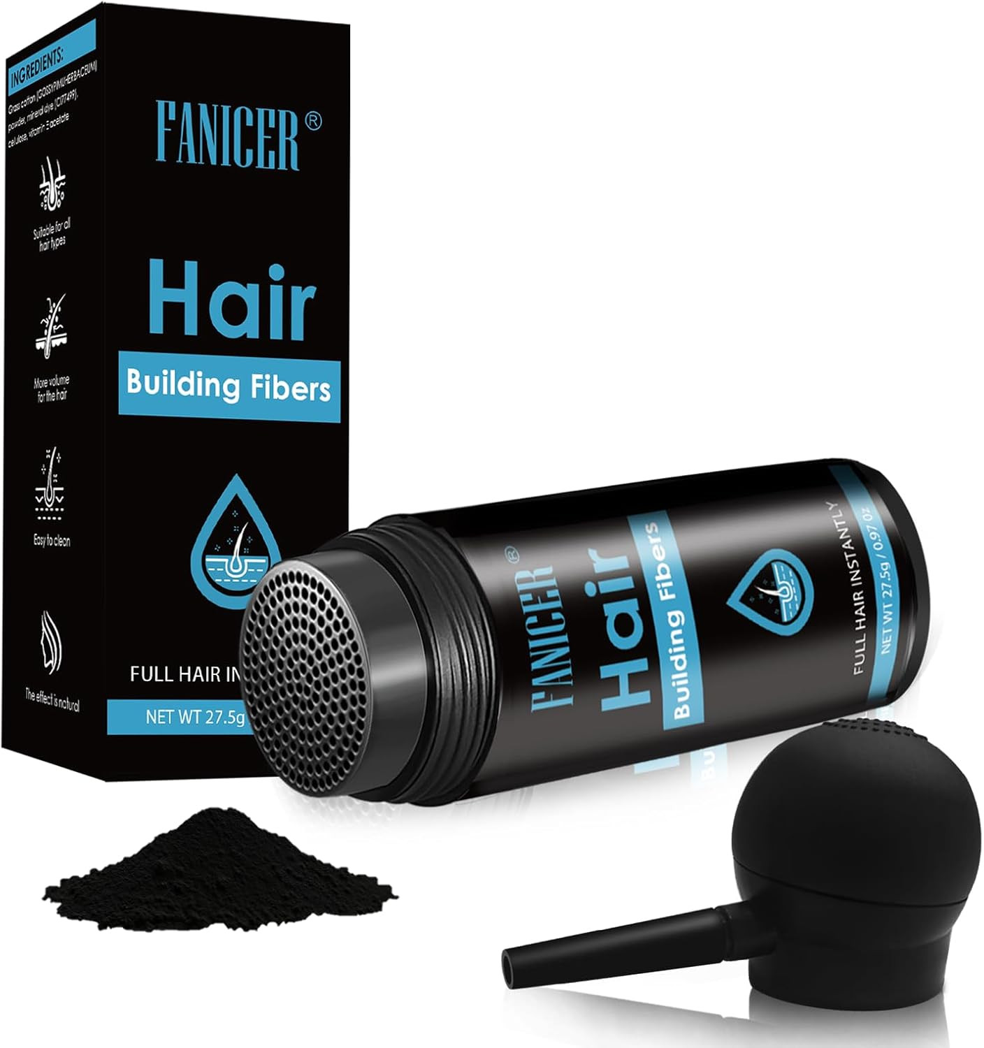 Polvere Volumizzante Capelli Uomo Professionale - Fibre e Ugello