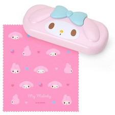 Sanrio My Melody Face-Shaped Glasses Case Hard Type with Cleaning Cloth Japan