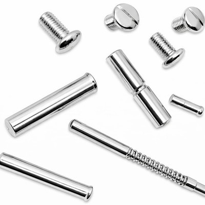 Mirror Polished Chrome-Plated 1911 Pin Set with Grip Screws, Decorative Metal Re
