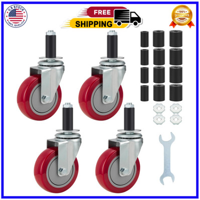 4 Inch Prep Table Caster Wheels Set of 4 Heavy duty Expanding Stem Casters Fi