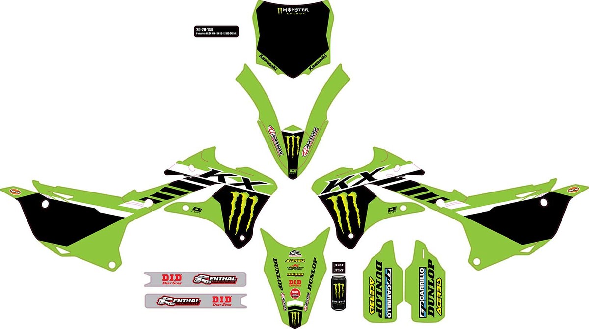 2024 D'Cor Visuals Monster Energy Kawasaki Graphic Kit-KX 85/112