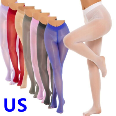 Women Glossy Footed Tights Zipper Yoga Pants High Waist
