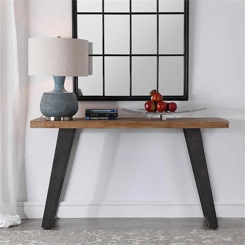 Uttermost Freddy Metal Accent Console Table in Weathered Oak and Aged Black - Picture 7 of 9