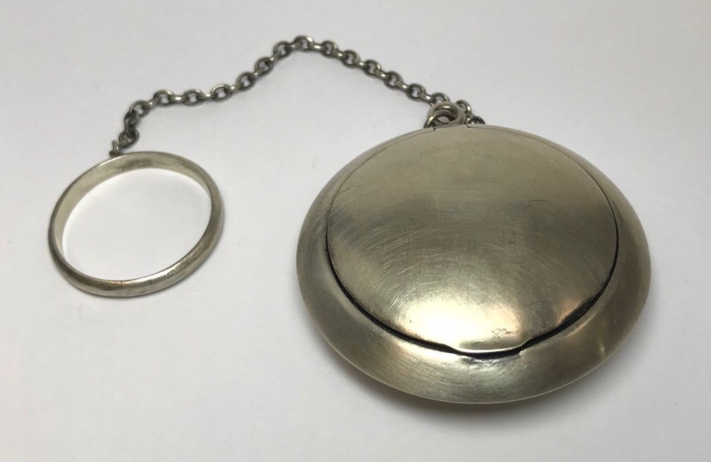 アンティーク　silver コンパクトミラーケース Antique Sterling Silver Compact Case Mirror Make Up Vintage 925