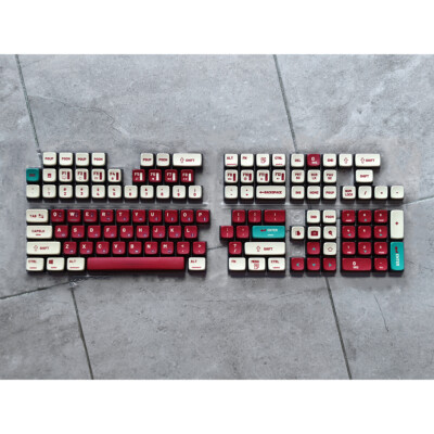 Deep Red Retro PBT Keycaps set Nintendo NES Style for MX Mechanical Keyboards