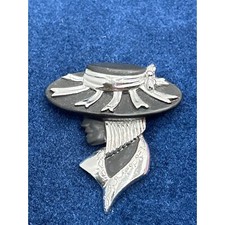 Vintage Torino Made In USA Enamel & Metal Womans Profile Brooch Pin