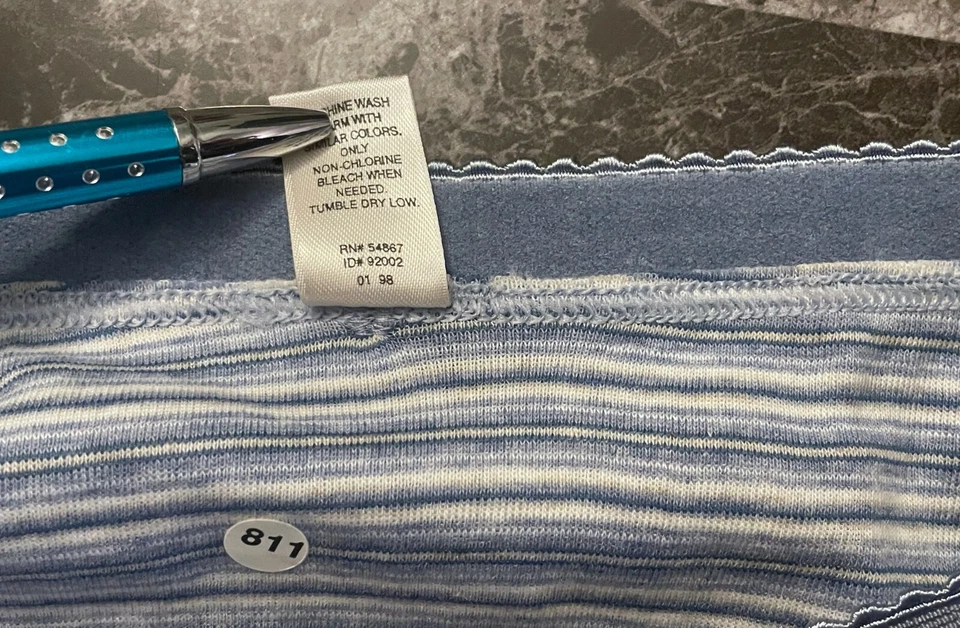 VICTORIA'S SECRET L BLUE STRIPE 100% COTTON VINTAGE RARE HI LEG BRIEF PANTIES - Image 3 of 4