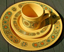 Gedeck 3tlg. "Killn Craft" Geschirr-English Tableware-Beige/Braun-Muster🍀