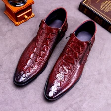 Real Leather Double Zipper Pointed Toe Mens Ankle Boots Casual Business Shoes Sz