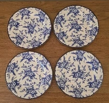  Wood and Sons COLONIAL ROSE Blue  7 7/8" Salad Plates Set Of 4