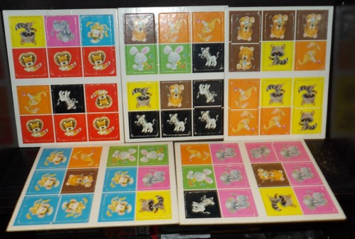 Vintage 1976 Whitman carboard animal dominoes (full set of 30)
