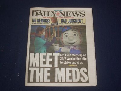 2021 JANUARY 13 NEW YORK DAILY NEWS NEWSPAPER - CITI FIELD 24/7 VACCINE SITE