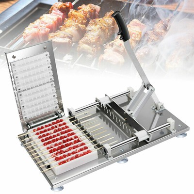 Skewer Maker Barbecue Grill Manual Kebab Meat 10 holes Skewering Machine BBQ