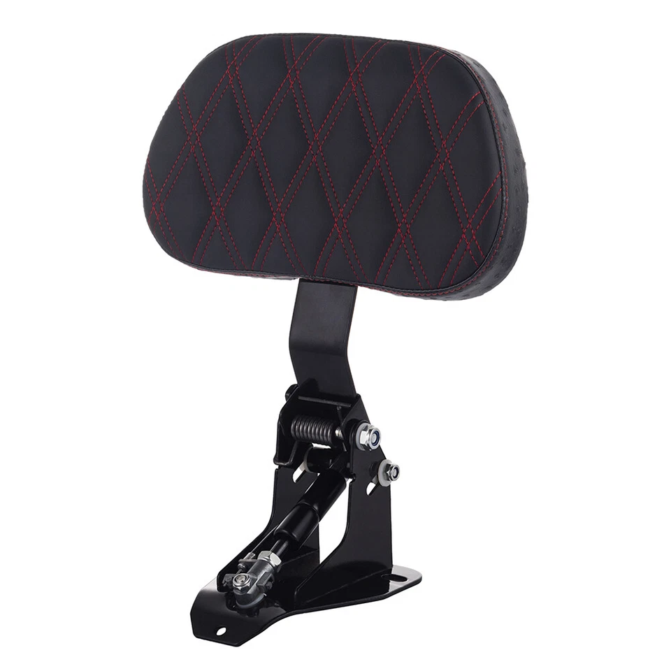 Almohadilla de respaldo ajustable Red Stitching Raptor Riders con kit de montaje para Harley Foto 4 de 4