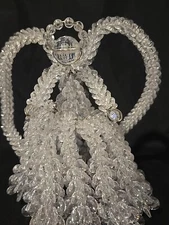 Handmade Clear Bead Wired Angel 6" Acrylic Starflake Folk Art Religious Holiday