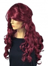 weinrot Perücke lang gelockt synthetisch