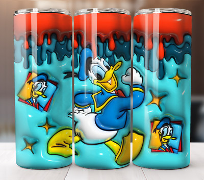 20oz Insulated Tumbler with Straw Stainless Steel Mug Donald Duck 3D Inflated